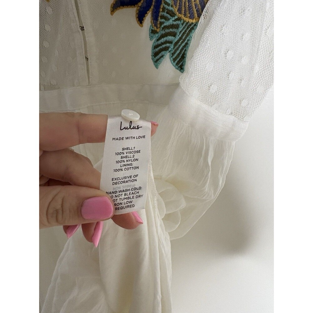 Lulus Tickets To Paradise White Embroidered Maxi Size Medium Dress Boho Coastal - Picture 11 of 12